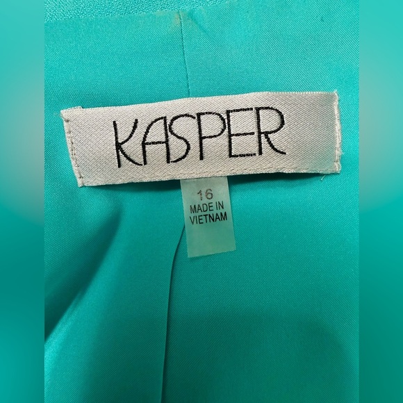 Kasper Turquoise Open Front Blazer Size 16 | Structured Professional Jacket - Picture 2 of 6